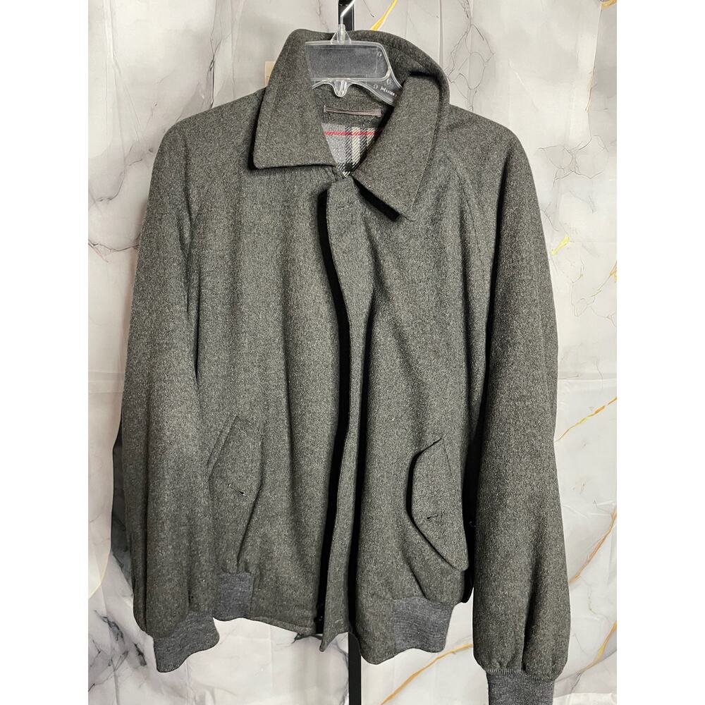 Burberry Grey Wool Bomber Jacket Size 38